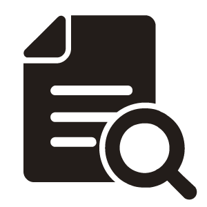 Symbol eines Dokuments mit Lupe, steht für Dokumentensuche und digitale Aktenverwaltung.