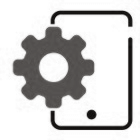 Symbol für Smartphone-Einstellungen mit Zahnrad vor einem Handy-Icon, Digitalisierung, Technik.