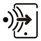 Symbol für kontaktloses Bezahlen mit Funkwellen und Pfeil auf einem Smartphone